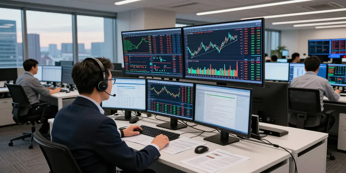 S&P 500 live chart analysis in a bustling trading room, showcasing real-time financial data and trader engagement.