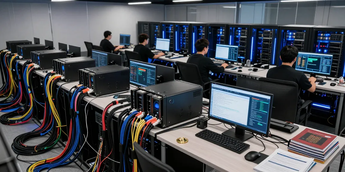bitcoin mining service with advanced ASIC miners and secure wallet setups in a high-tech data center environment