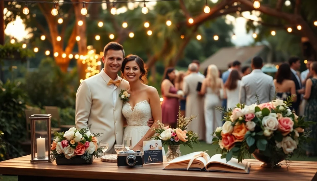 Tampa videographer capturing a beautiful wedding moment with vibrant decor and joyful couple.