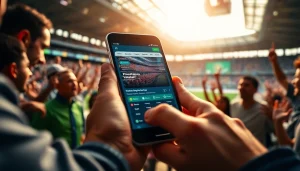 Showcasing the best sports betting apps India, users interact with a vibrant sports interface on a mobile device.