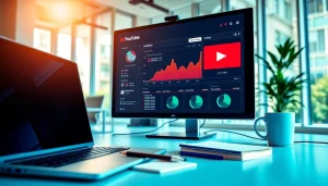 Analyze performance metrics for youtube smm panel in a professional marketing office.