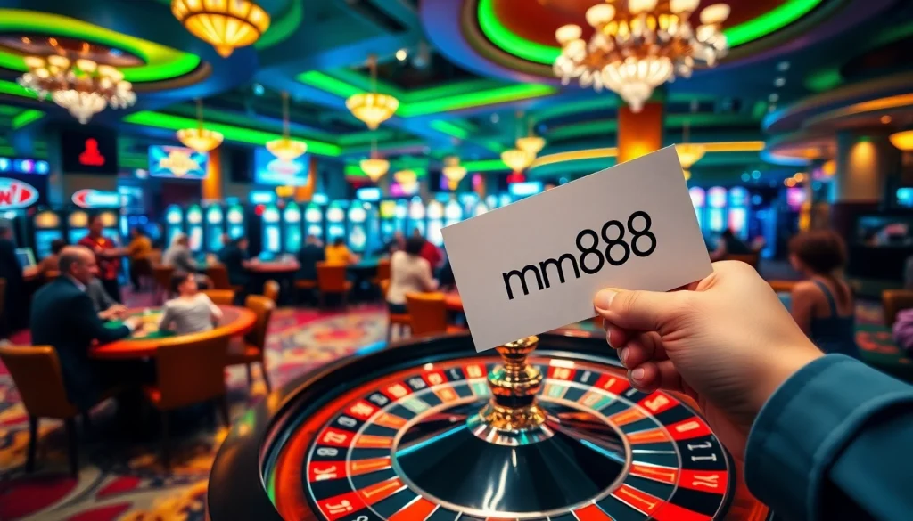 Thrilling mm88 roulette action with vibrant chips and players enjoying a dynamic casino atmosphere.