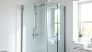 Découvrez la paroi de douche élégante avec verre trempé et design minimaliste.