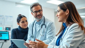 Healthcare professionals consult patients, embodying the importance of Health in a modern clinic.