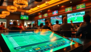 Engaging MM88 sports betting experience in a vibrant setting with excited patrons.