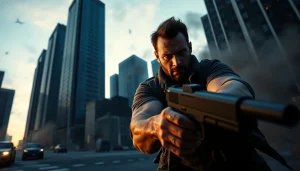 Engaging scene highlighting the intensity of a Clean action thriller with a heroic character.