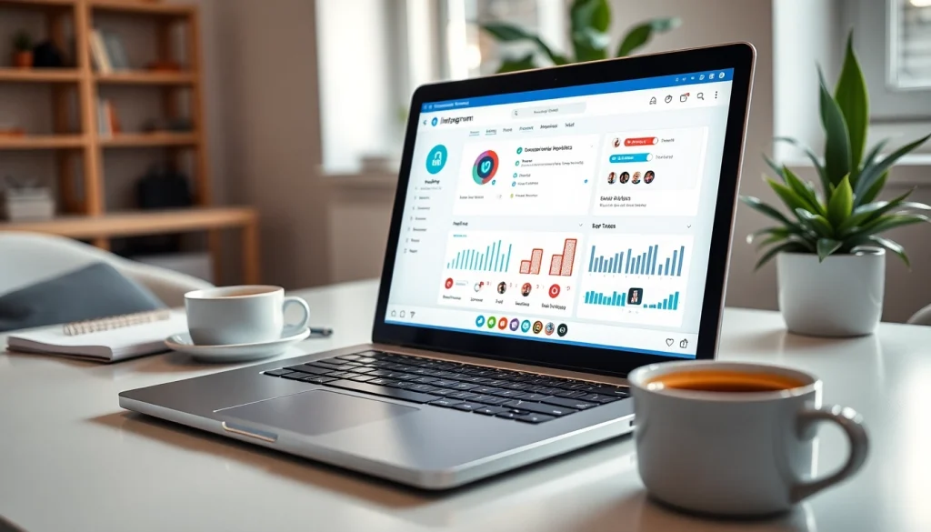 Engage with the dynamic Instagram smm panel interface showcasing analytics for effective social media marketing.