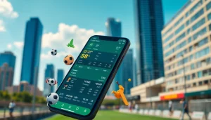 Engaging view of best sports betting apps India showcased on a smartphone against a vibrant city backdrop.