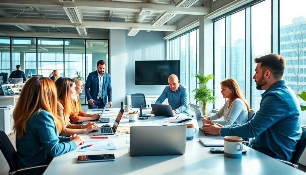 Engaged team strategizing for https://fhpts.com in a modern office environment.