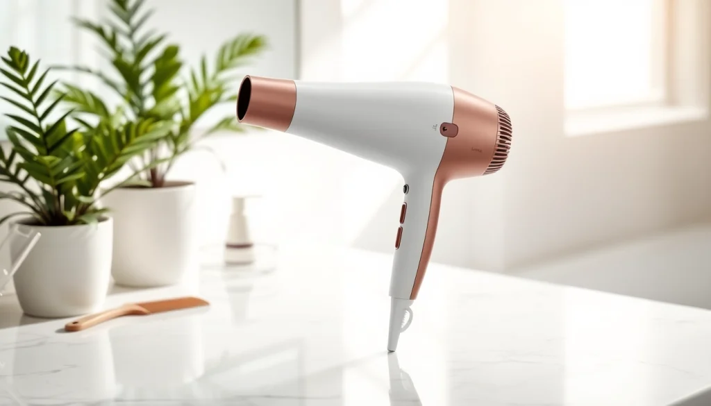 Stylish laifen swift premium hair dryer showcased elegantly in a modern bathroom setting.