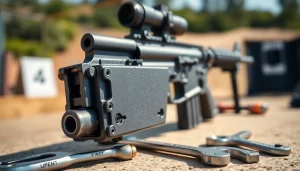 Close-up of an AR 15 binary trigger showcasing technical details and mechanisms.