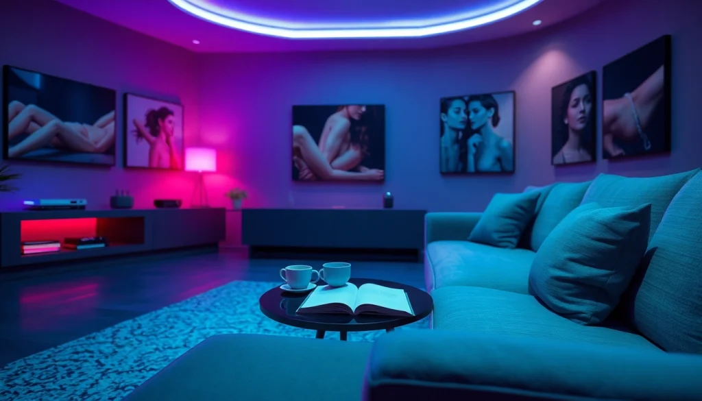 AI sex interactions in a modern living space with chatbot interface.