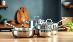 Showcasing stainless steel cookware NZ, this elegant kitchen scene highlights durability and quality cookware.