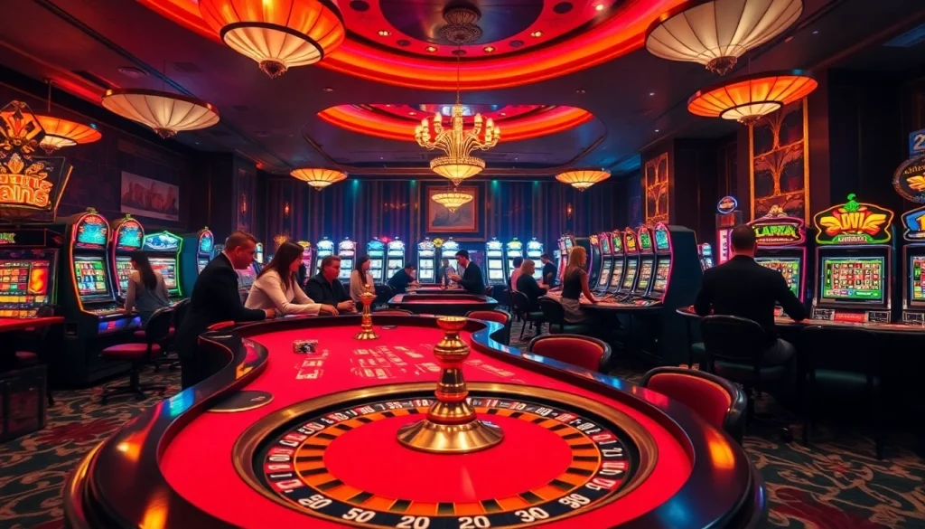 S8 casino vibrant gaming floor with poker tables and slot machines for thrilling gameplay