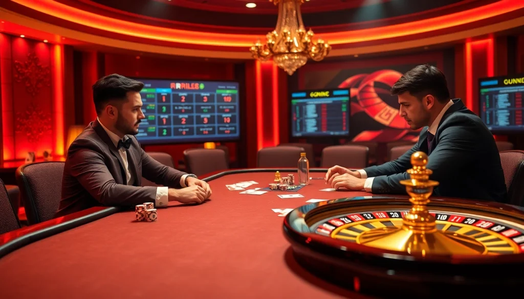 High-stakes poker table at https://rr88.wales/, showcasing chips and cards for an exciting gaming experience.