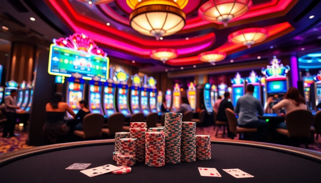 Experience thrilling wins at Situs Slot Terpercaya with vibrant slot machines and excited players.