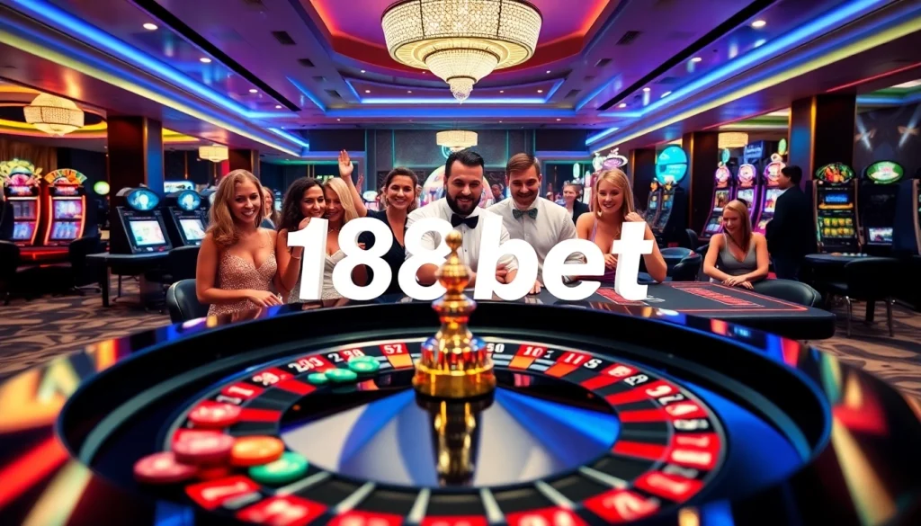 Exciting gamers placing bets at 188bet's high-end casino tables.