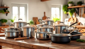 Explore the versatility of cookware including pots and pans arranged beautifully in a sunny kitchen.