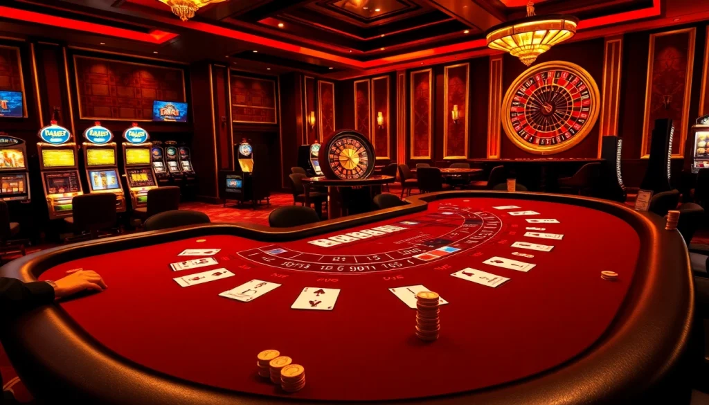 Players enjoying baccarat at a luxurious table, showcasing the thrilling experience of online gambling with https://xx88.us/.