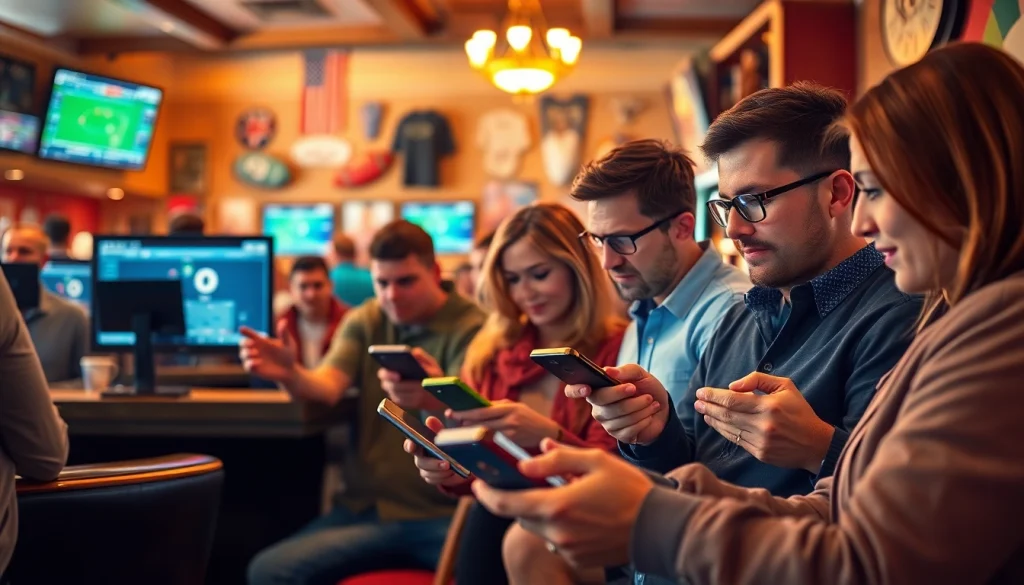 Enhance your experience with Alberta sports betting scene showing diverse bettors engaged in action.