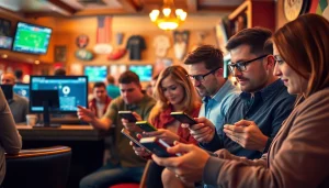 Enhance your experience with Alberta sports betting scene showing diverse bettors engaged in action.