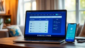 快连官网 VPN interface displayed on a laptop, emphasizing speed and user-friendly design.