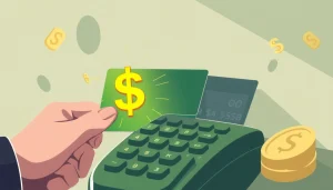 카드깡이라는 불법 거래를 보여주는 신용카드와 디지털 화폐의 상징적 이미지