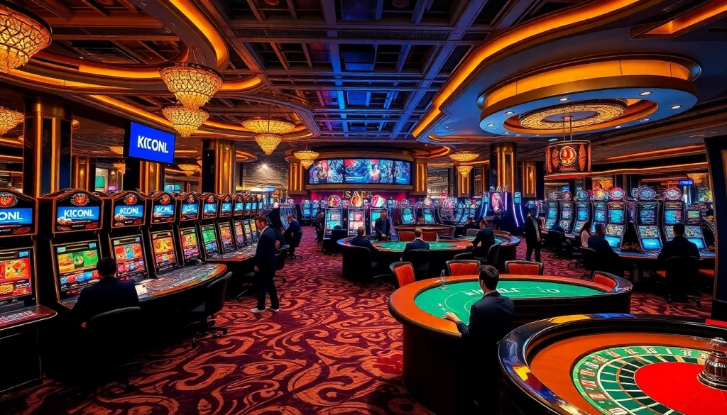 KJC ONL players engaged in luxury casino games with elegant decor and vibrant atmosphere.