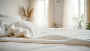 Ervaar de frisheid en luxe van percale katoen beddengoed met een strakke, elegante uitstraling.