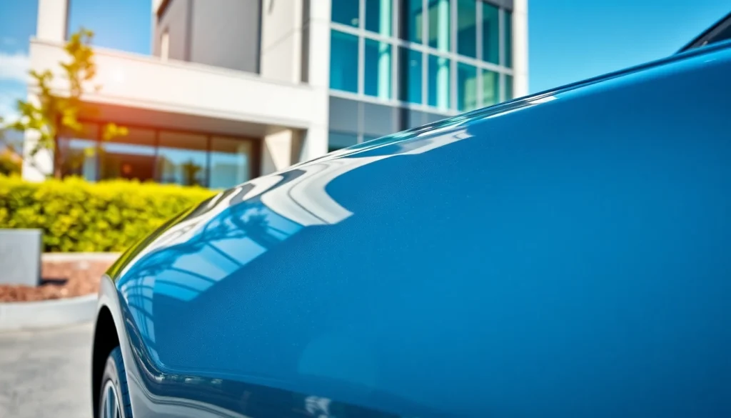 Applying paint protection film near me on a luxury vehicle with a glossy finish.