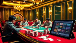 Players engaged in strategic poker at Haywin, showcasing vibrant chips and cards.
