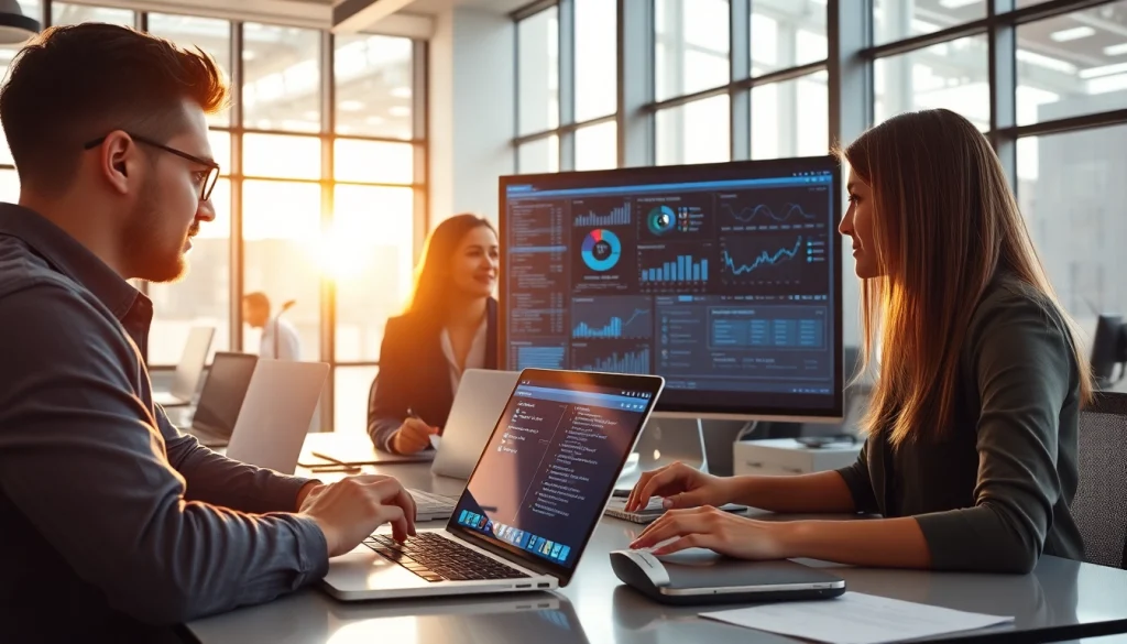 zirvegrupbilgisayar ekip üyeleri modern ofis ortamında çalışırken