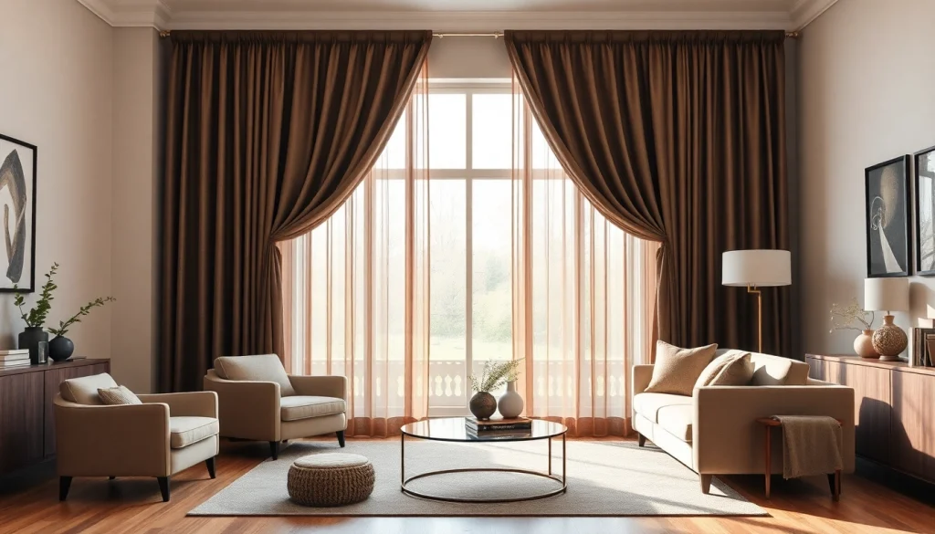 Verduisterende gordijnen in een stijlvolle woonkamer met warm licht.