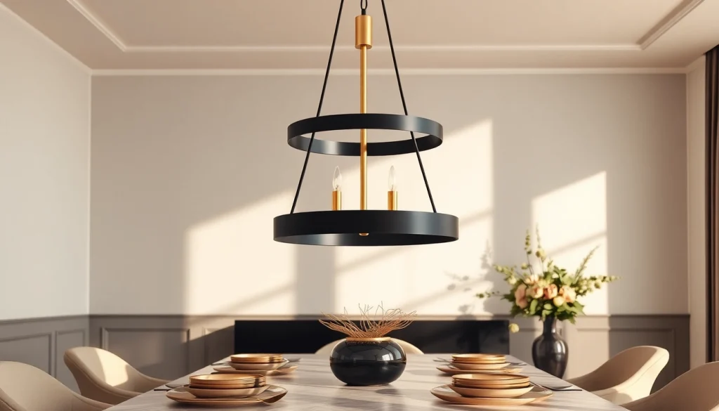Illuminate your space with a stunning black and gold light fixture, combining elegance and style.