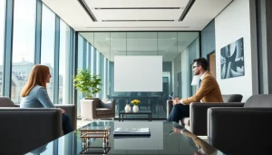 Showcasing luxembourg family holding office with modern design and collaborative atmosphere.