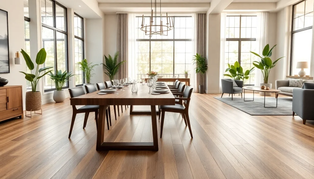 Enhance your home with stylish vinyl flooring in a modern dining setting.